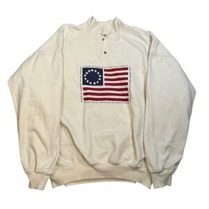 Vintage Patriotic USA Flag Pullover Sweatshirt Crewneck 4th July Cotton Made USA